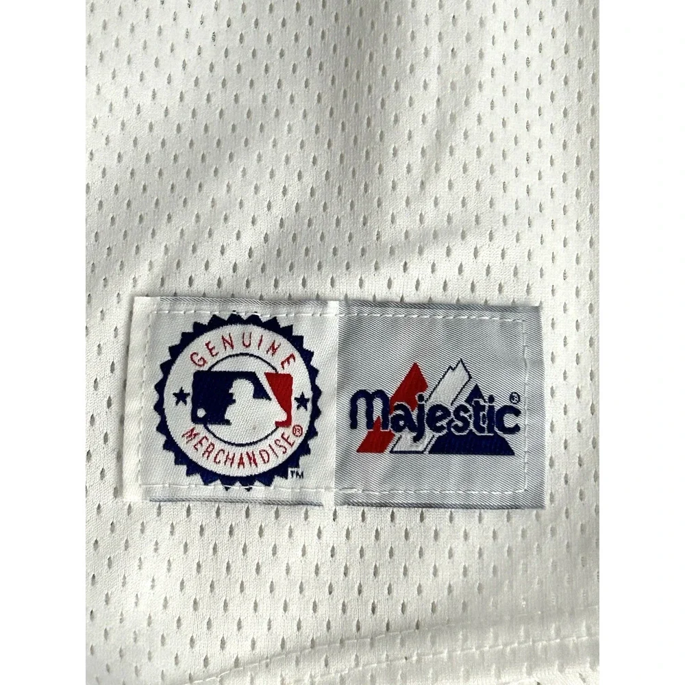 Vtg NY Yankees Majestic Jersey Men's 2X White Mesh MLB Baseball Made In USA Read